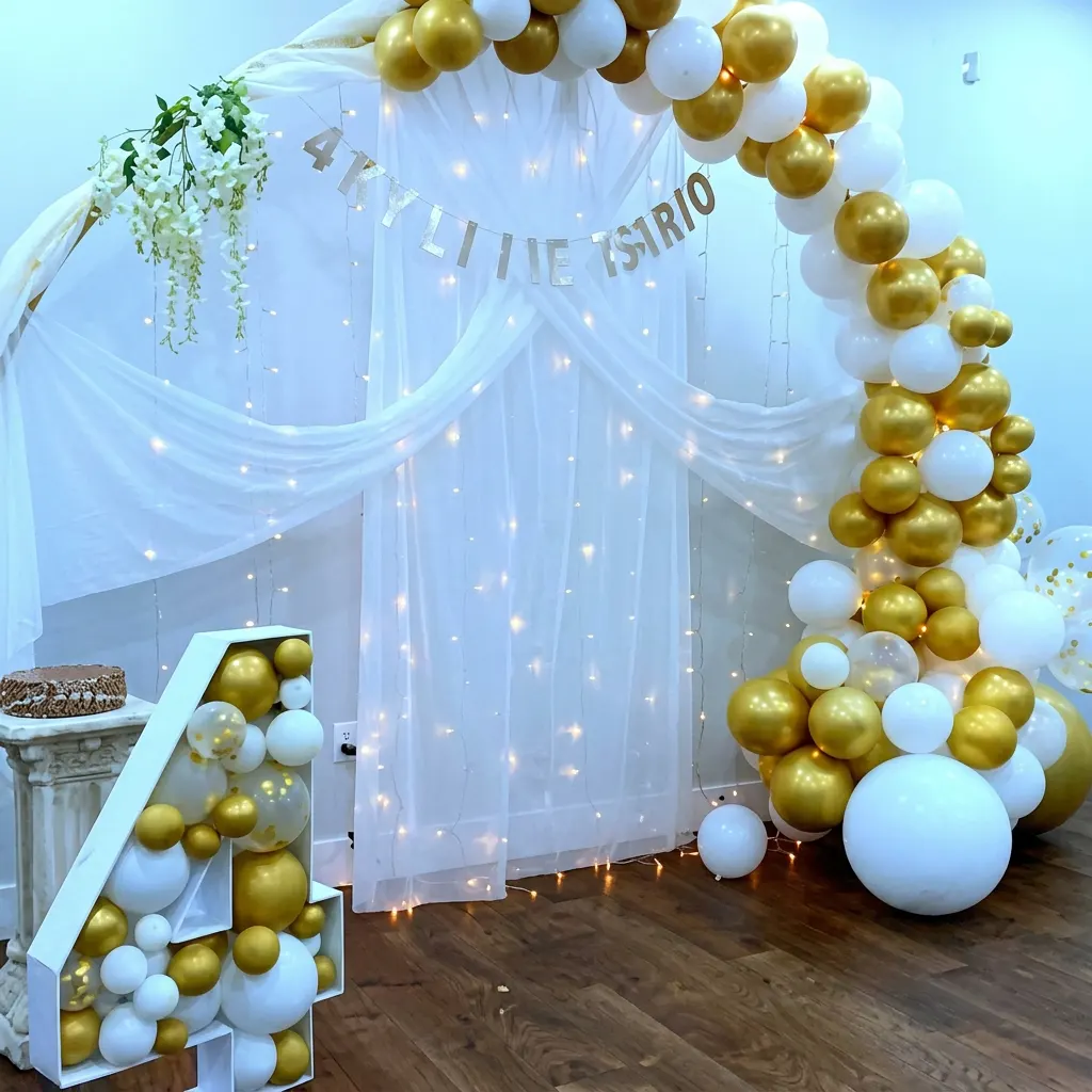 Warm overhead ambient lights inside an event venue.